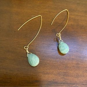 Gold and teal drop earrings